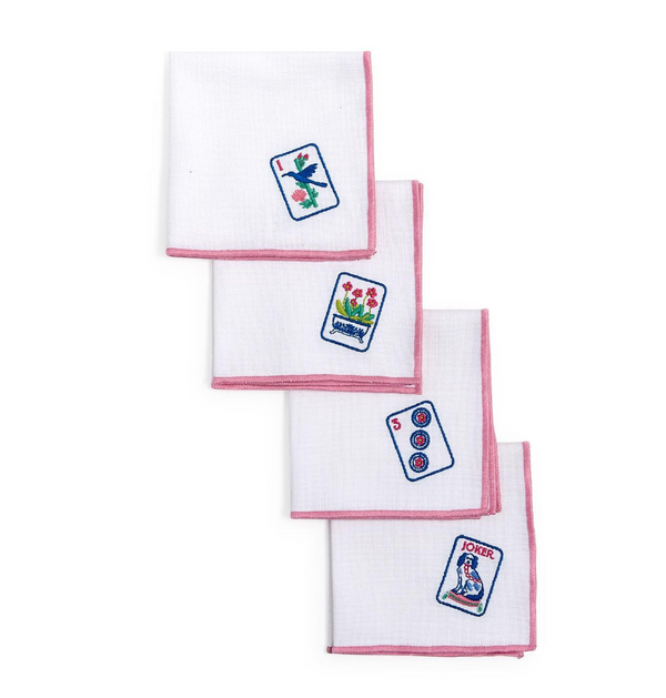Mahjong Cloth Cocktail Napkins Set/4