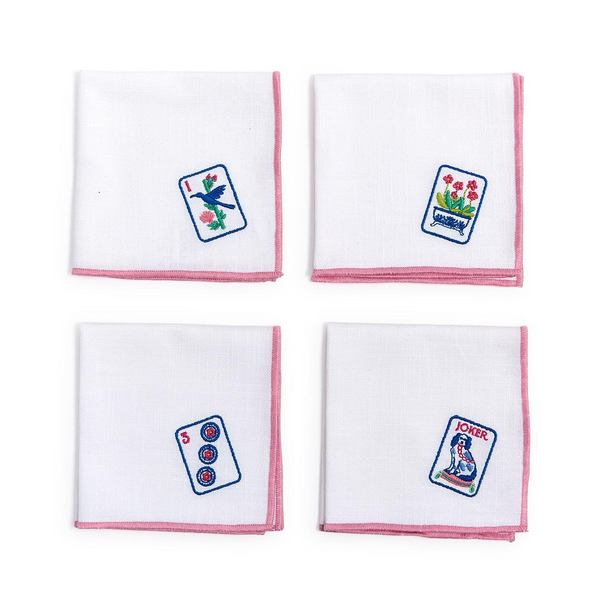 Mahjong Cloth Cocktail Napkins Set/4