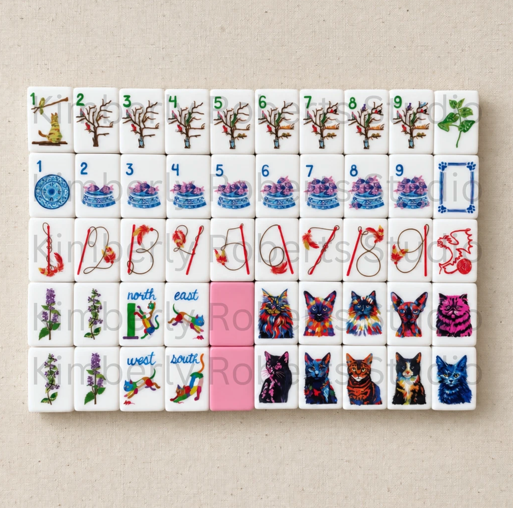 Cat Rescue Mahjong Tile Set