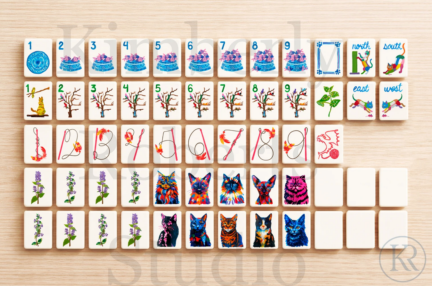 Cat Rescue Mahjong Tile Set