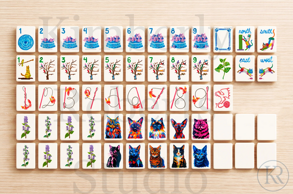 Cat Rescue Mahjong Tile Set