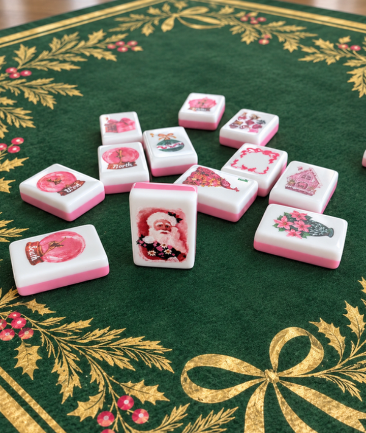 Pink Christmas Mahjong Tile Set