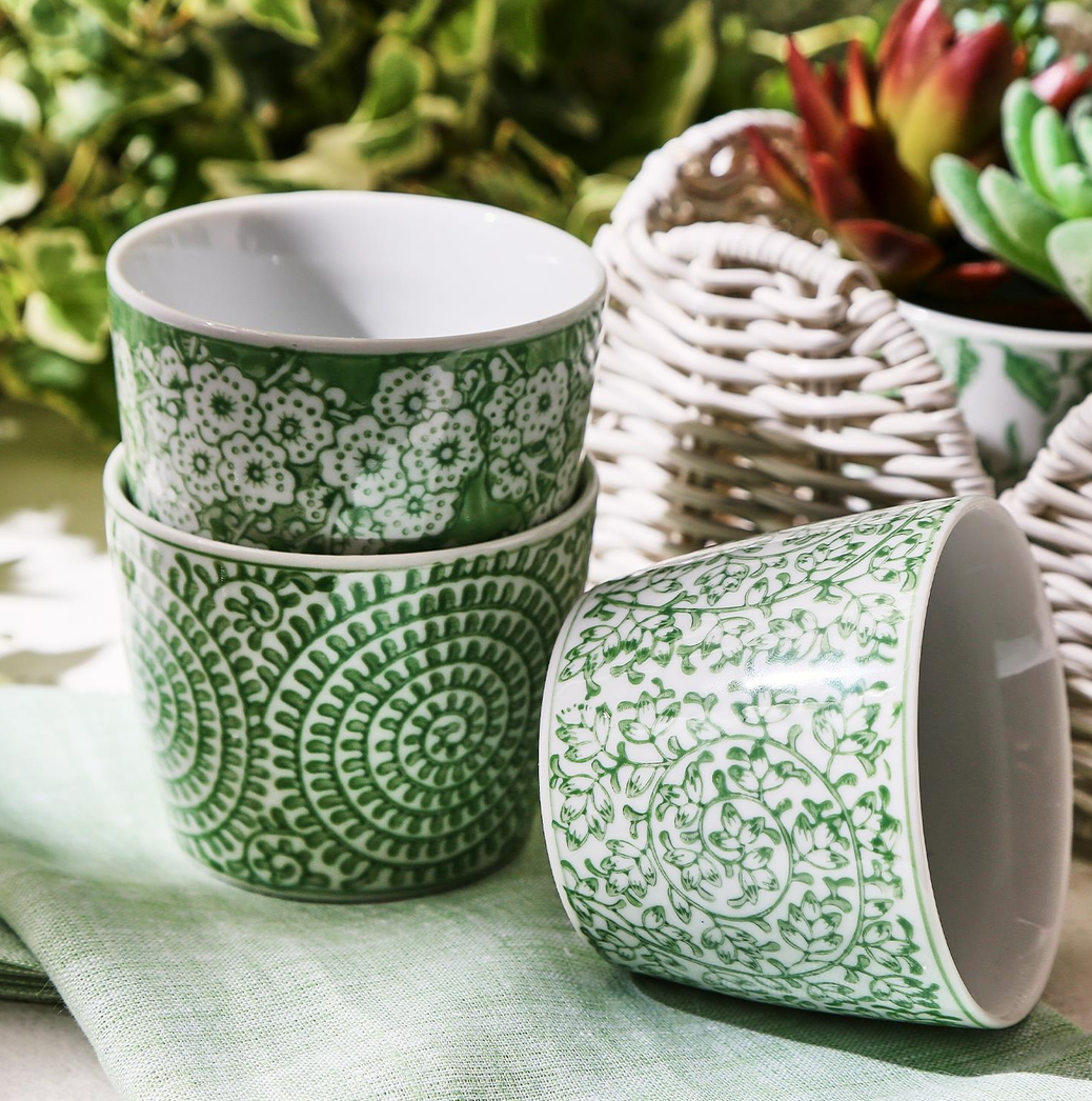 Small Green & White Canton Cachepot