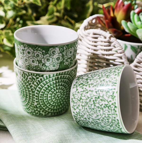 Small Green & White Canton Cachepot