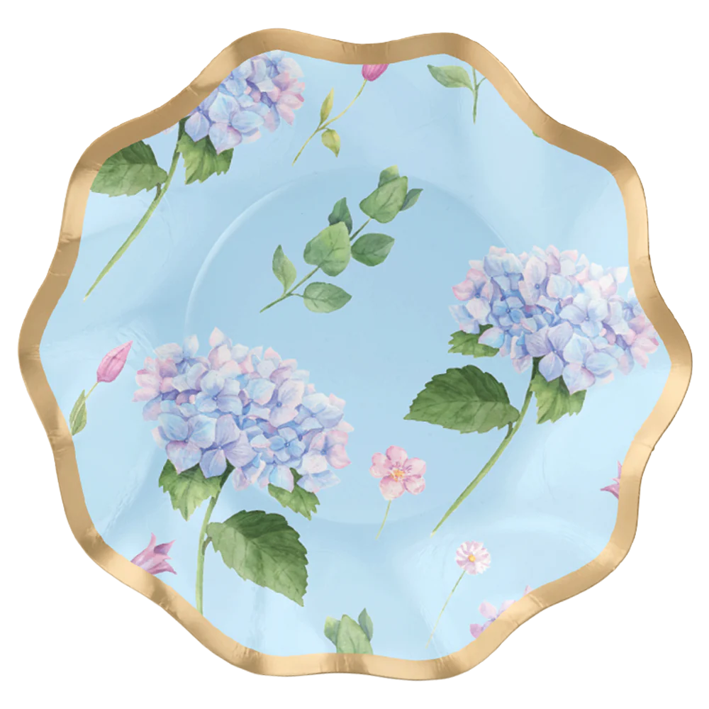 Blue Hydrangeas Appetizer Bowl / Plate 8/PK
