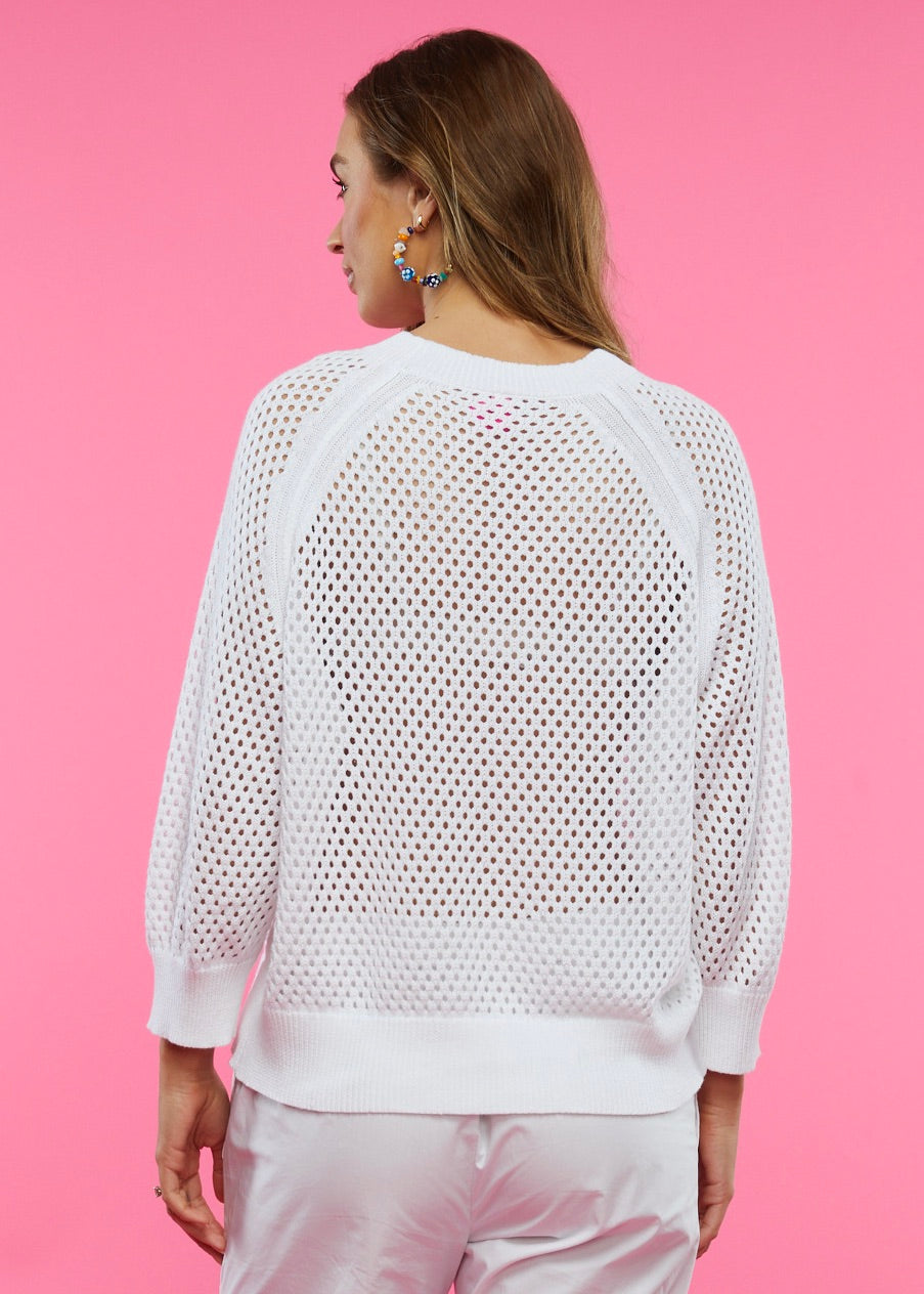 White Open Weave Top