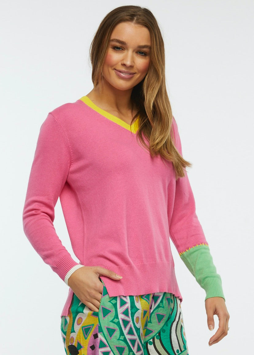 Barbie Pink Block Trim Sweater