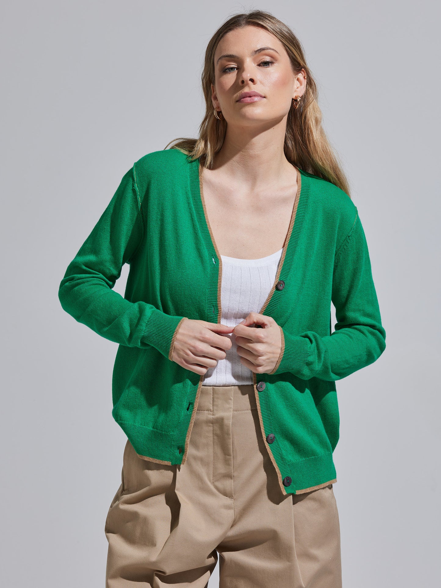 Kelly Green Essential Cardigan Sweater