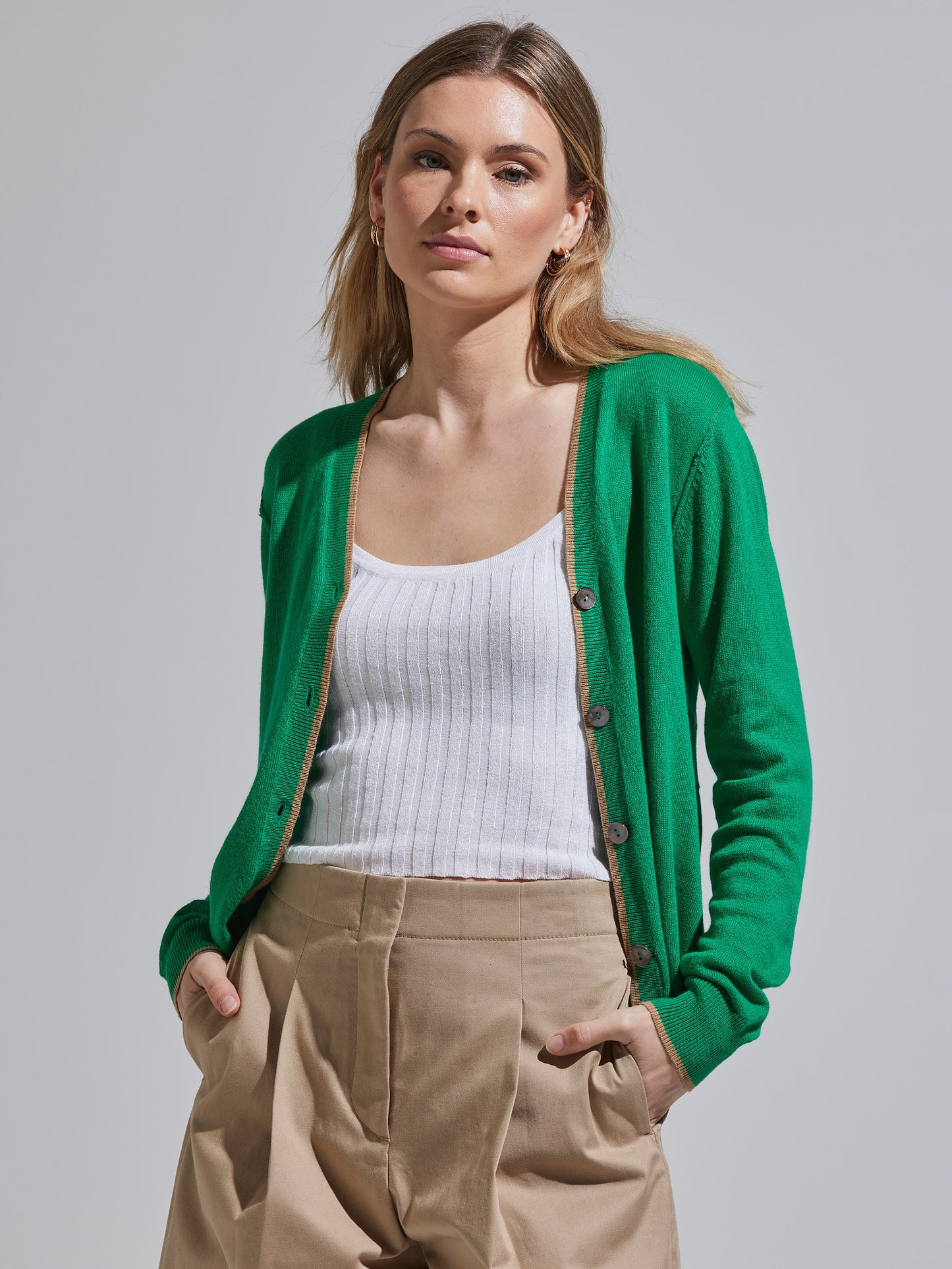 Kelly Green Essential Cardigan Sweater