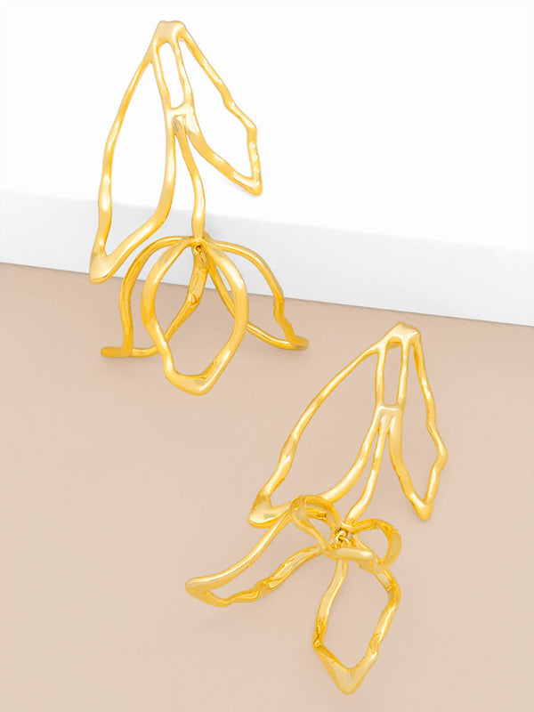 Gold Hanging Tulip Earrings