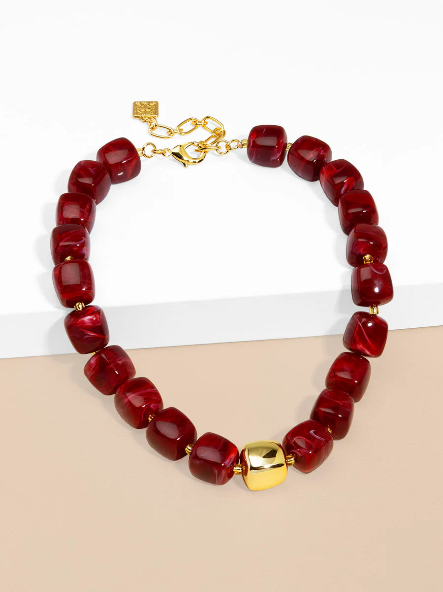 Tess Puffy Square Resin Necklace