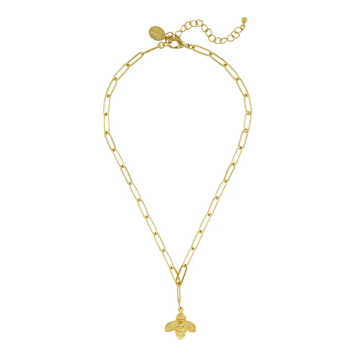 Gold Bee Paperclip Necklace