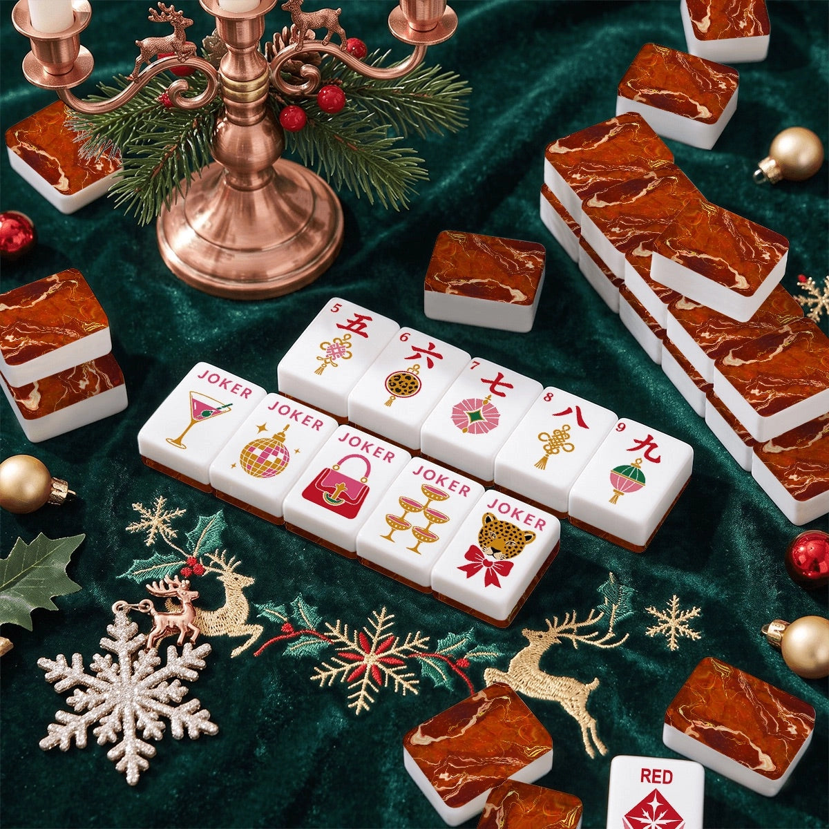 Glam Holiday Mahjong Tile Set