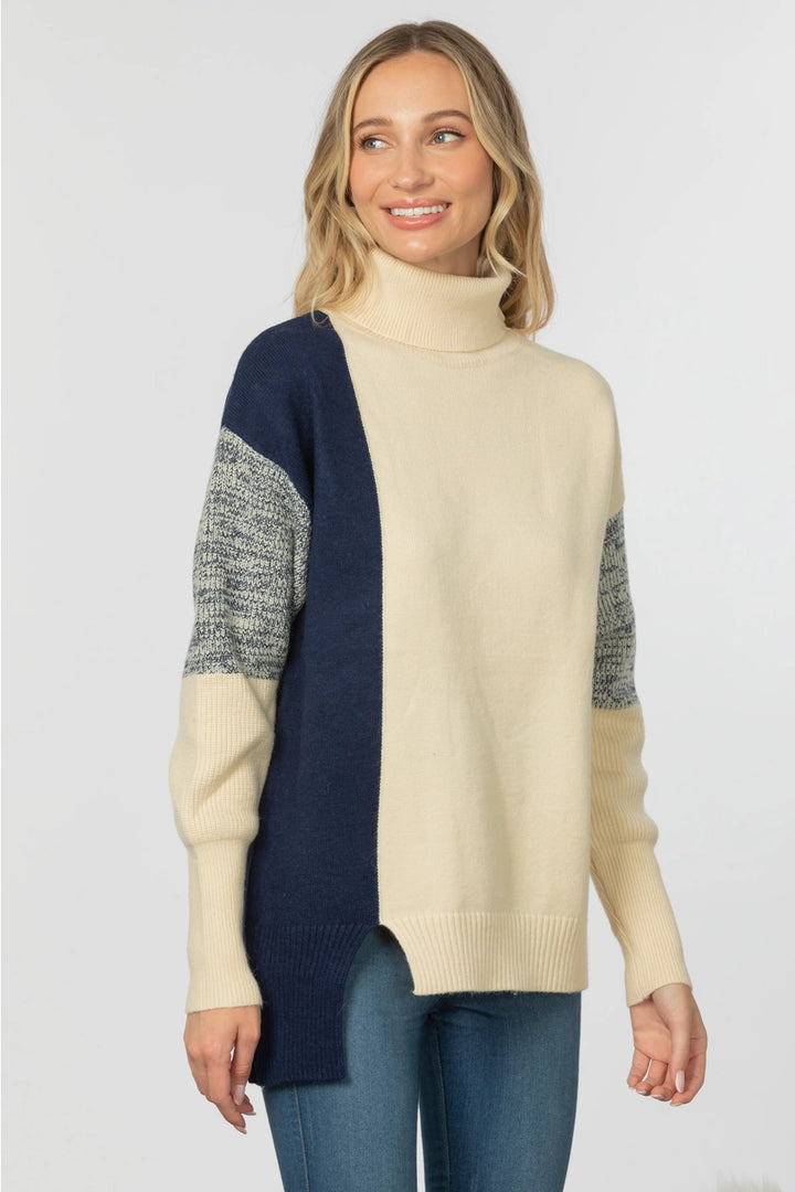 Navy & Camel Colorblock Sweater
