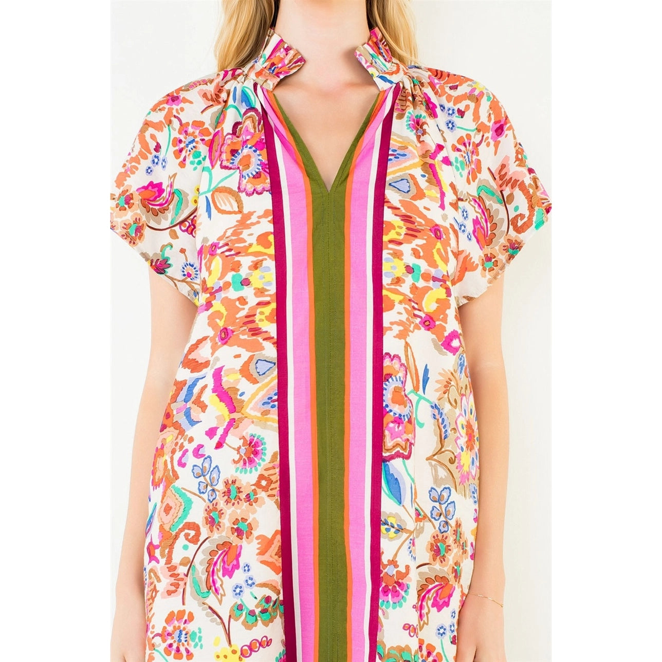 Allie Abstract Stripe Front Dress
