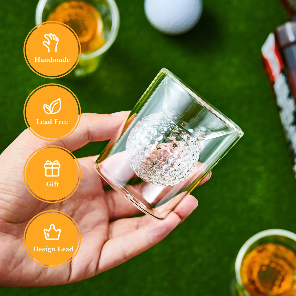 Golf Ball Shot Glass Pair