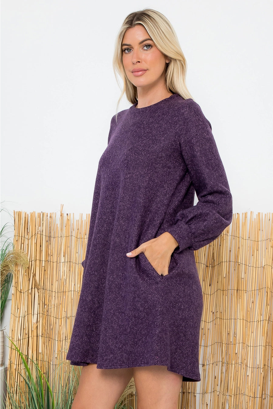 Heathered Purple Full Sleeve Dress