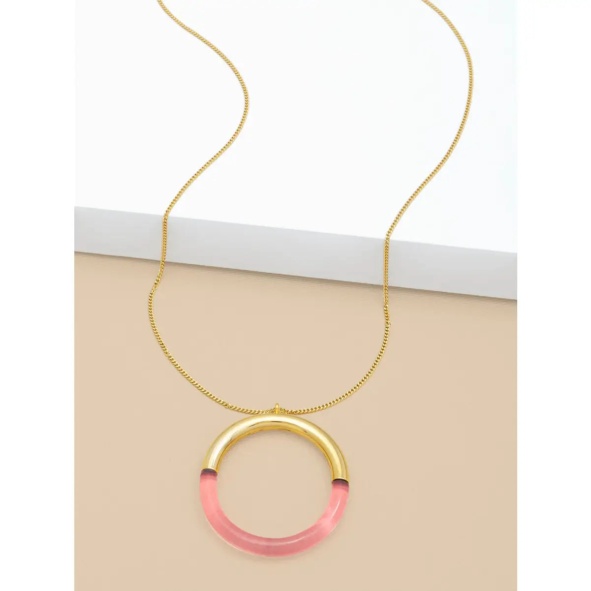 Gold & Lucite Pendant Necklace