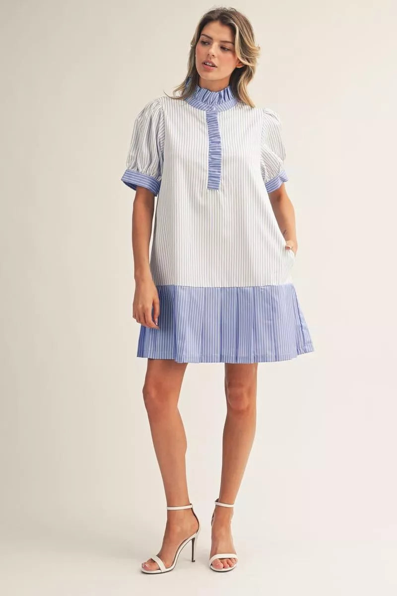 Jane Blue & White Striped Dress