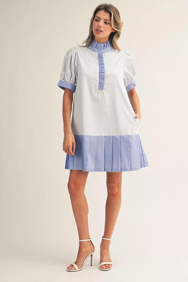 Jane Blue & White Striped Dress