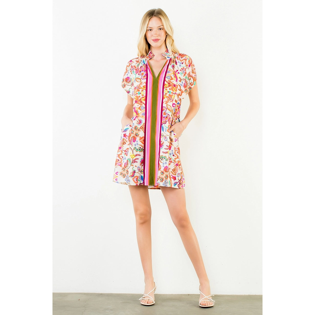 Allie Abstract Stripe Front Dress