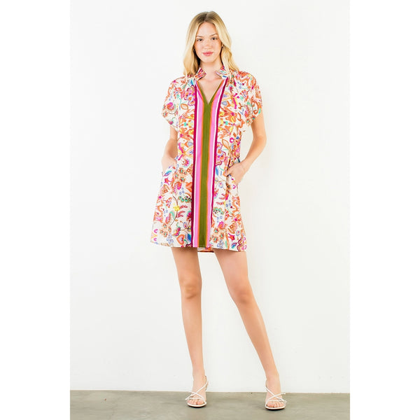 Allie Abstract Stripe Front Dress