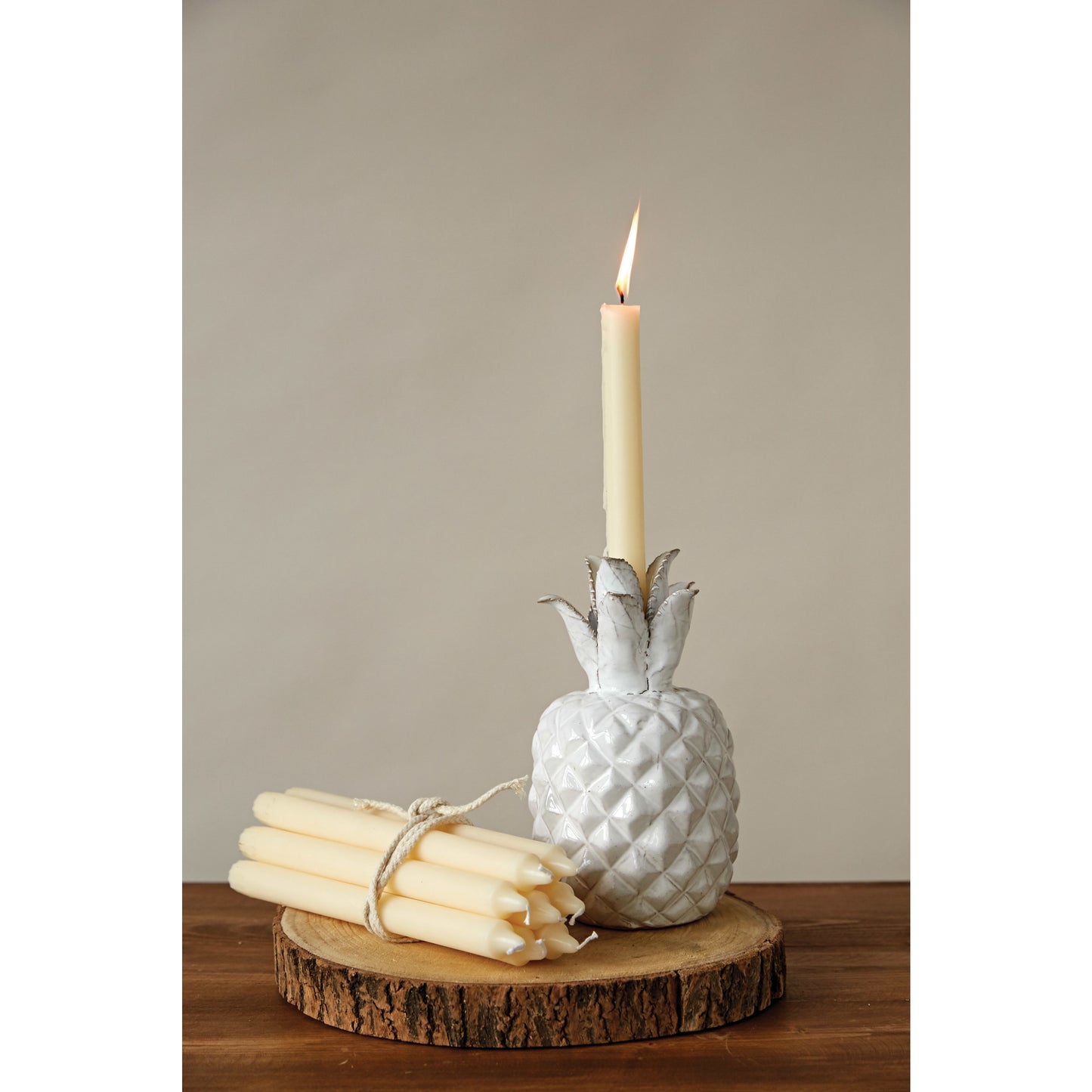 Cream Taper Candles Set/12