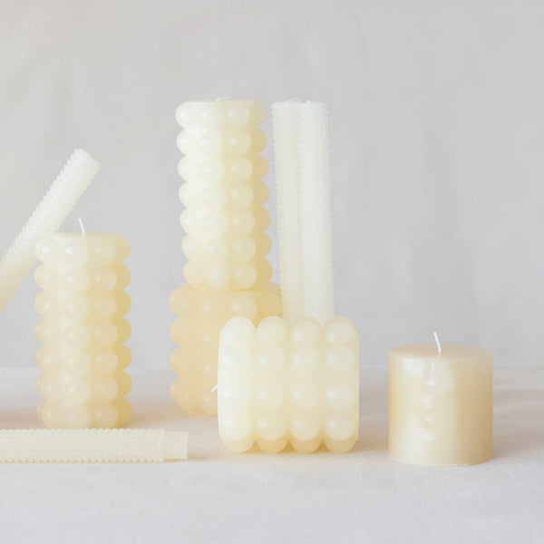 Cream Hobnail Pillar Candle