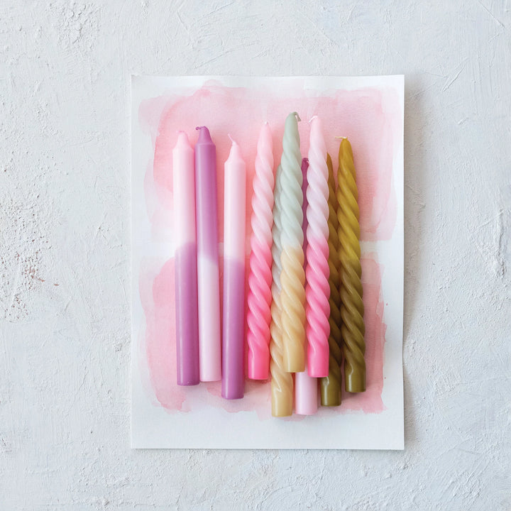 Twisted Ombre Taper Candle Pair