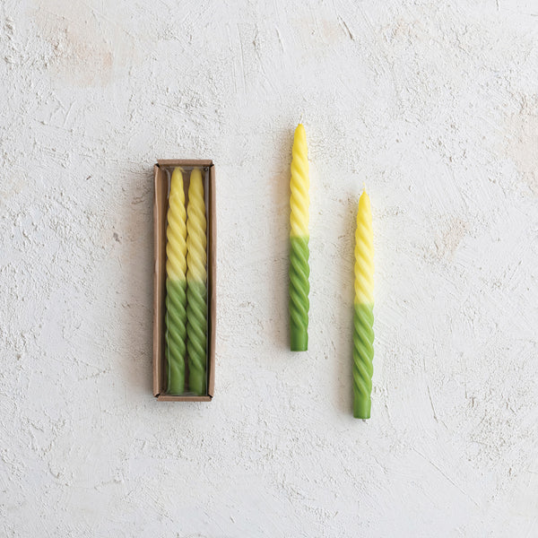 Twisted Colorblock Taper Candle Pair