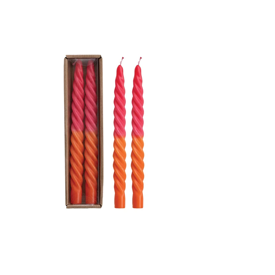 Twisted Colorblock Taper Candle Pair