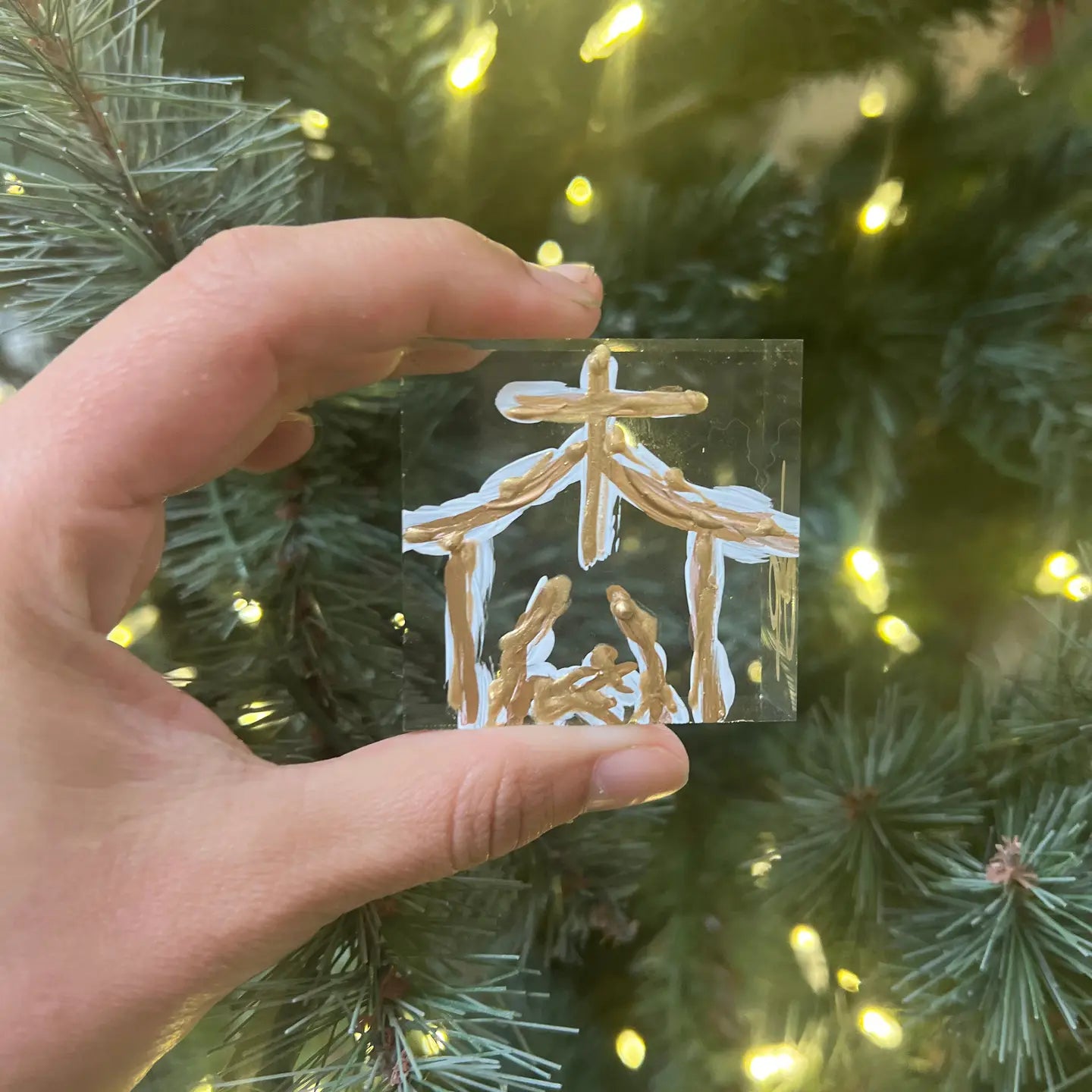 Gold Nativity on Lucite Mini Art