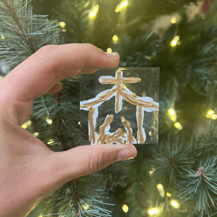 Gold Nativity on Lucite Mini Art