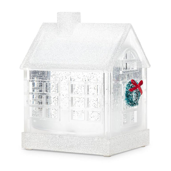 Clear Glitter House LED Lantern