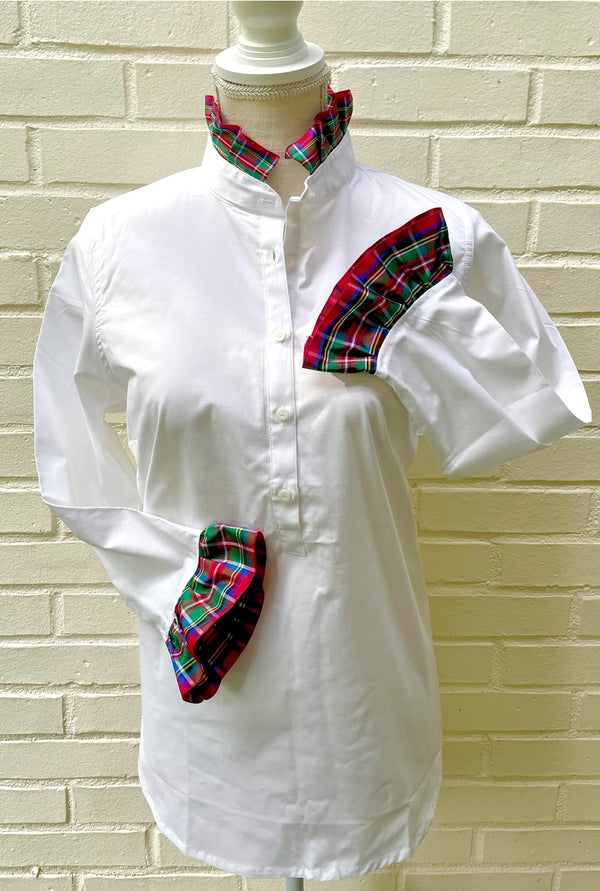 Stewart Plaid Ruffle Tunic Top