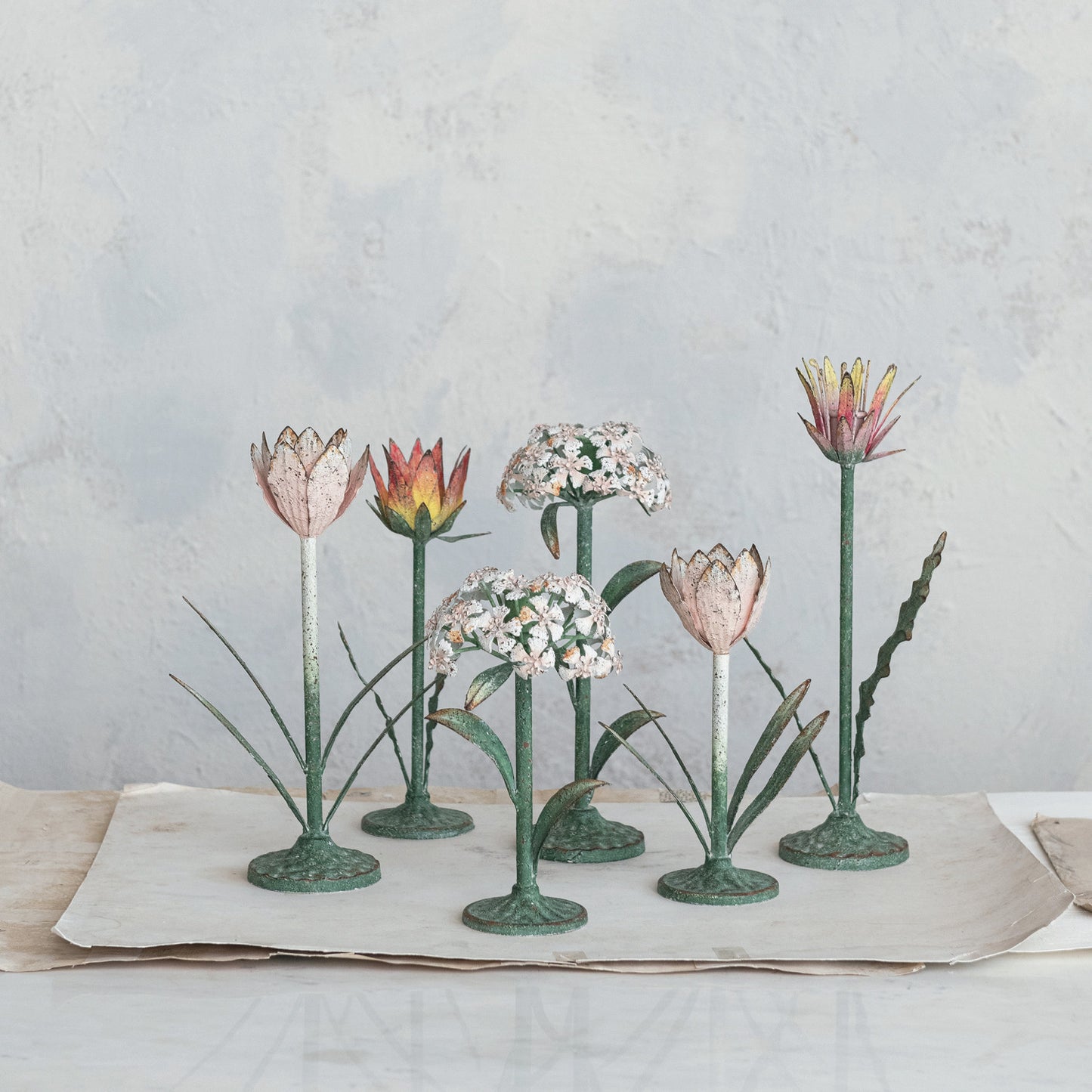 Pair of Vintage Floral Taper Candle Holders