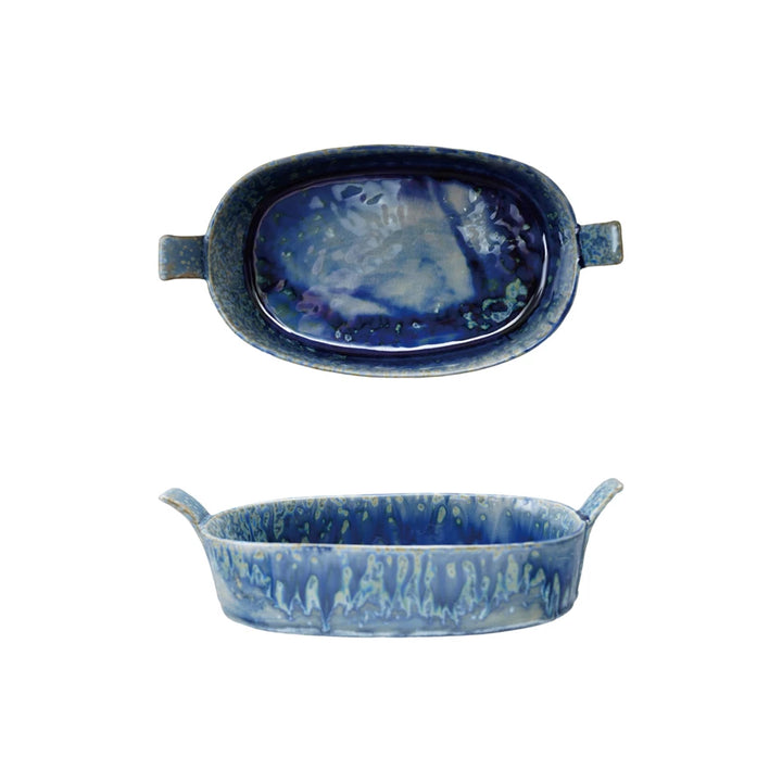 Blue Oval Stoneware Baker