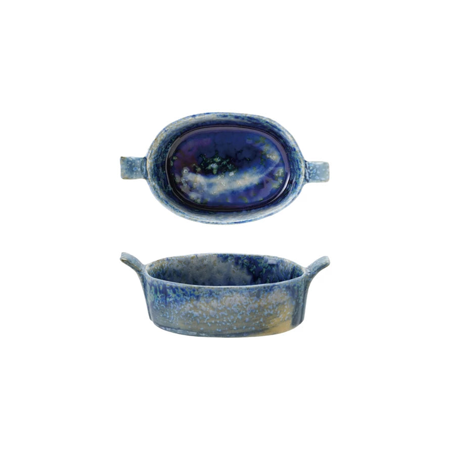 Blue Oval Stoneware Mini Baker