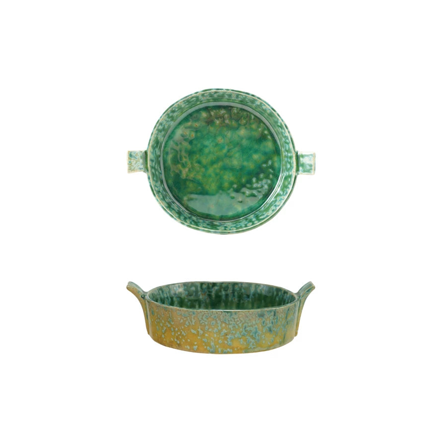 Green Round Stoneware Baker
