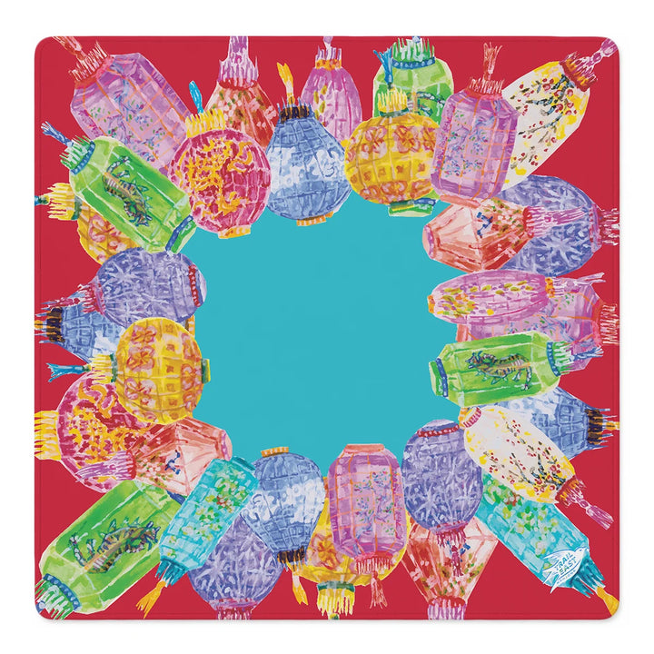 Lanterns on Red Mahjong Mat