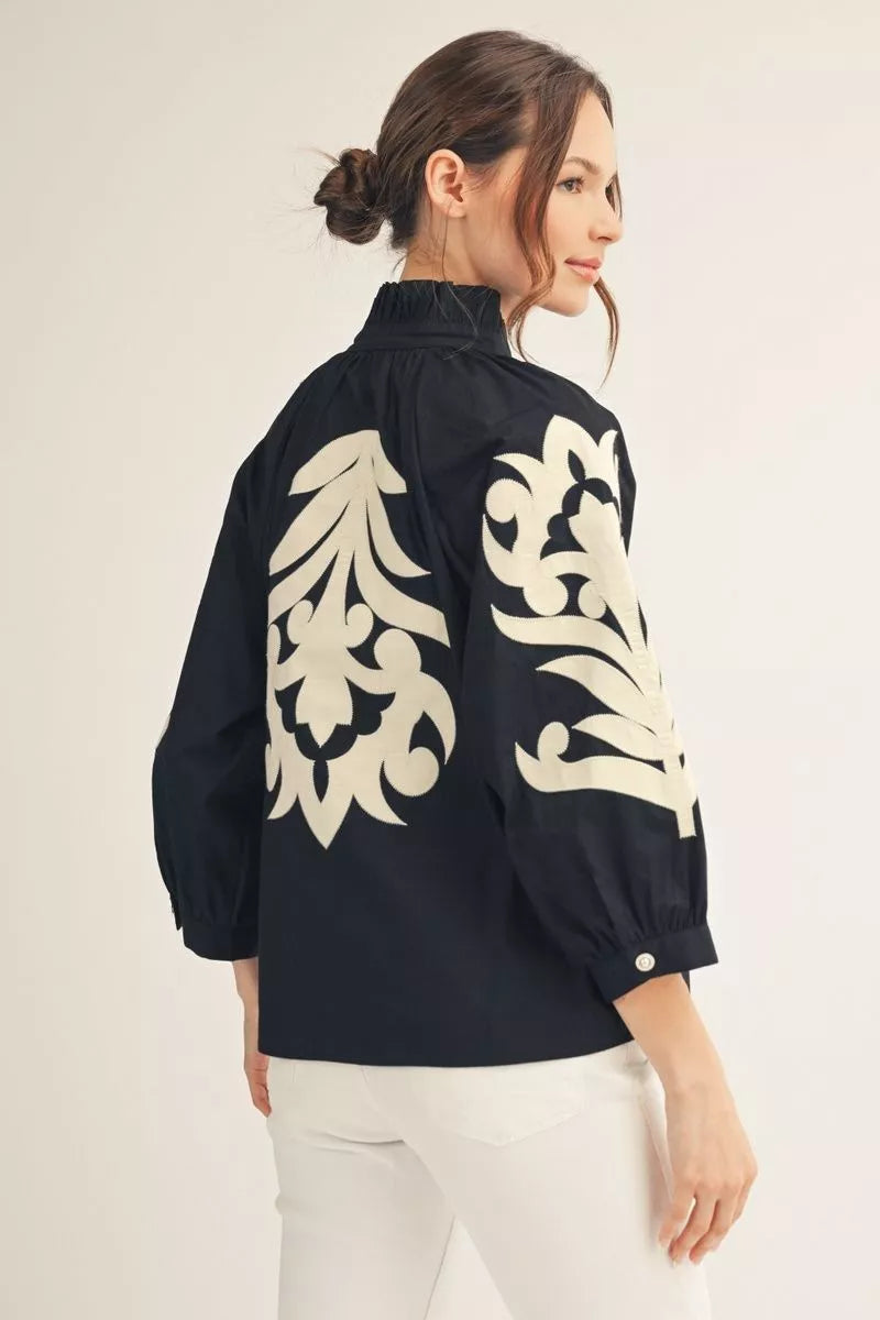 Fiona Applique Blouse Top