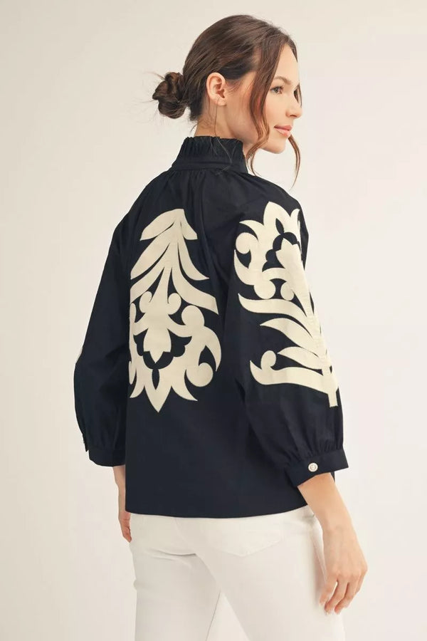 Fiona Applique Blouse Top