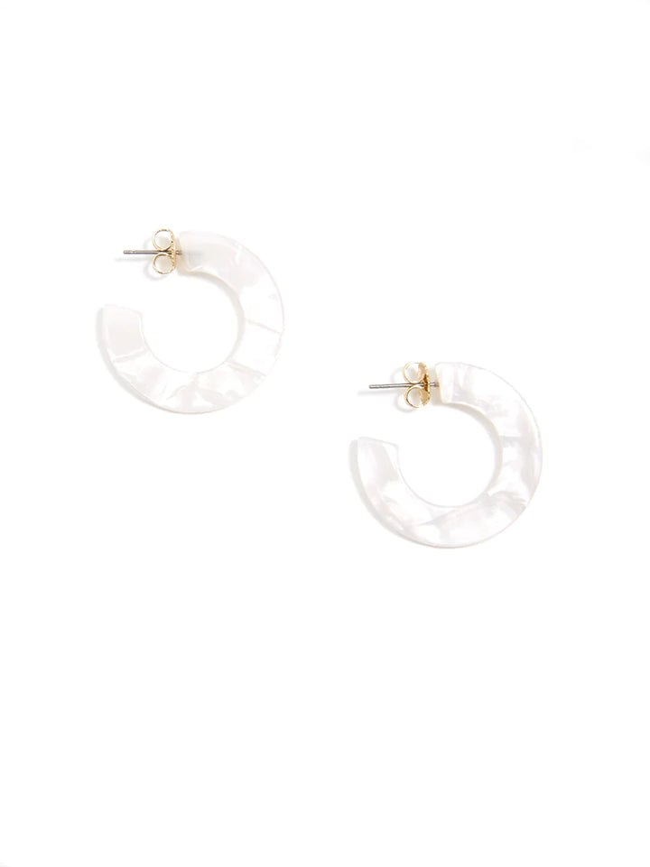 Small White Resin Hoop Earrings