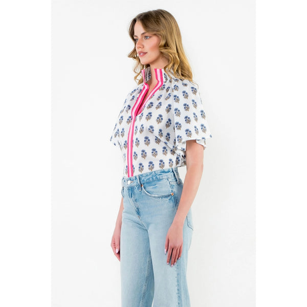 Frances Block Flower Print Top