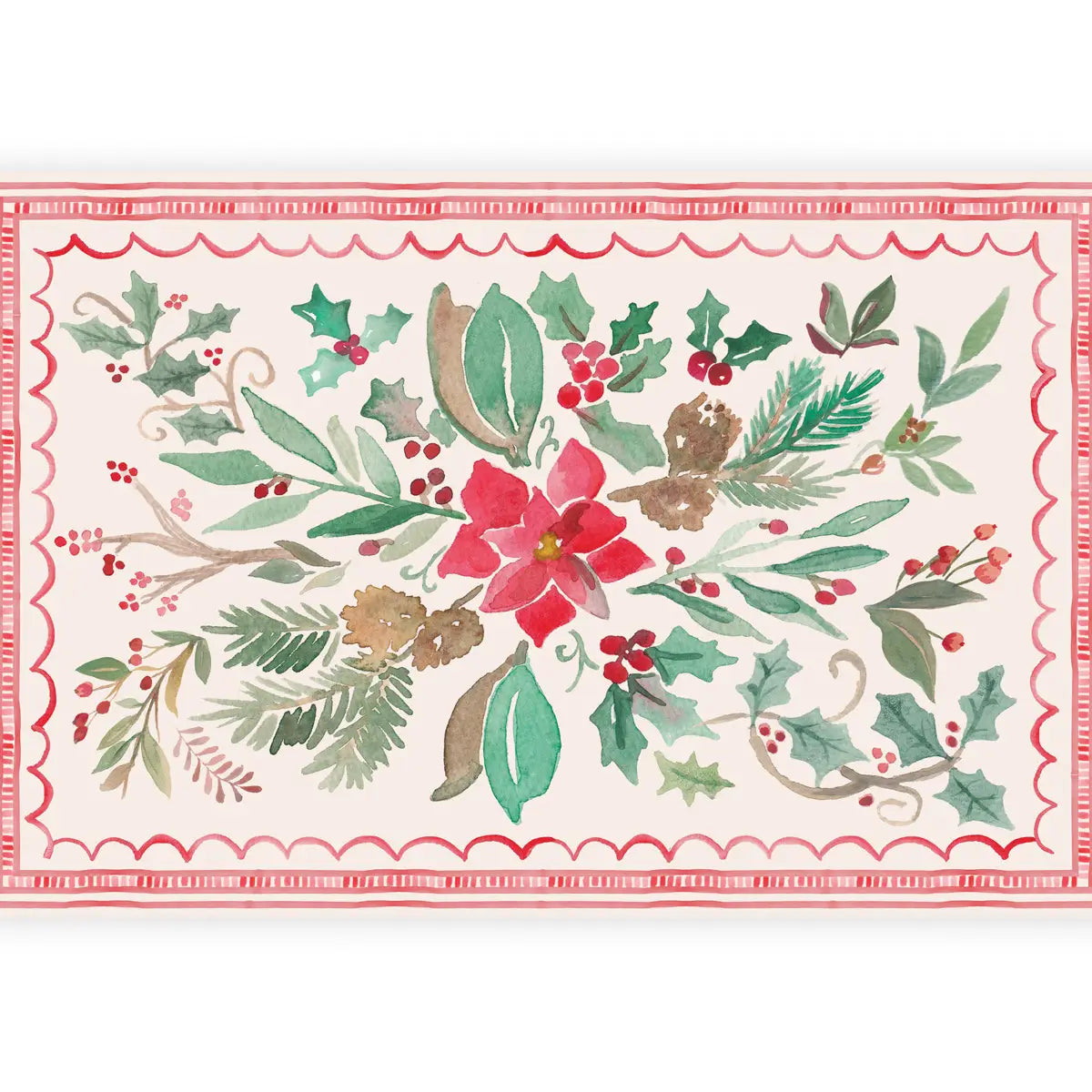 Poinsettia Paper Placemats Set/24