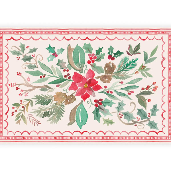 Poinsettia Paper Placemats Set/24