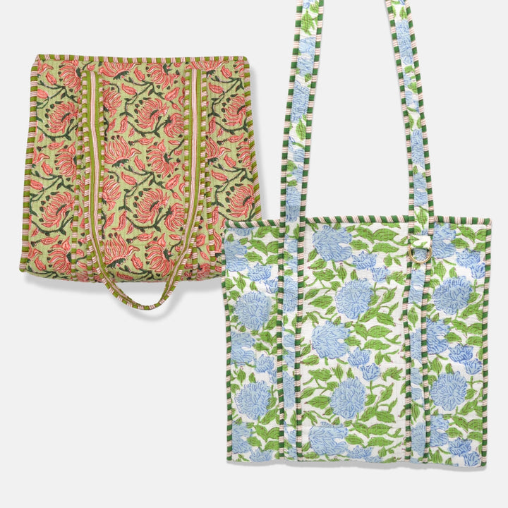 Quilted Floral Tote Bag