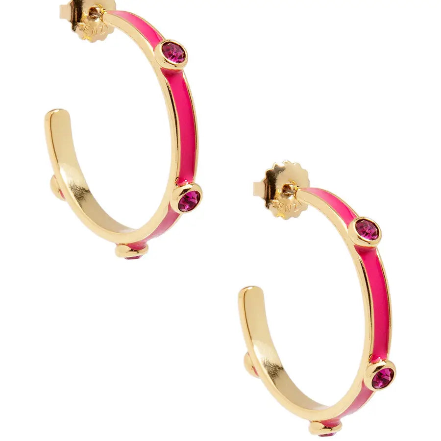 Enamel Hoop Crystal Earrings