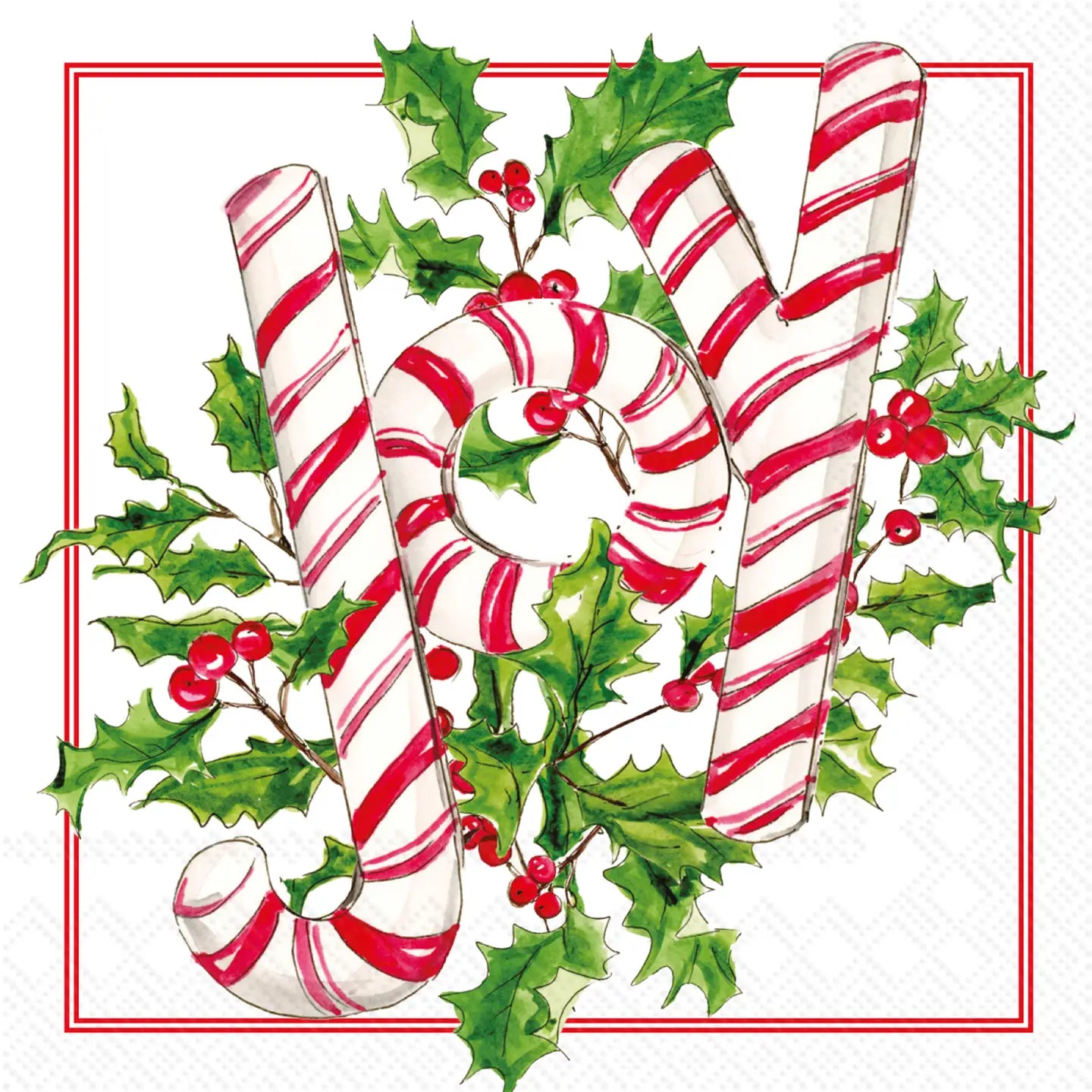 Joy Candy Cane Cocktail Napkins