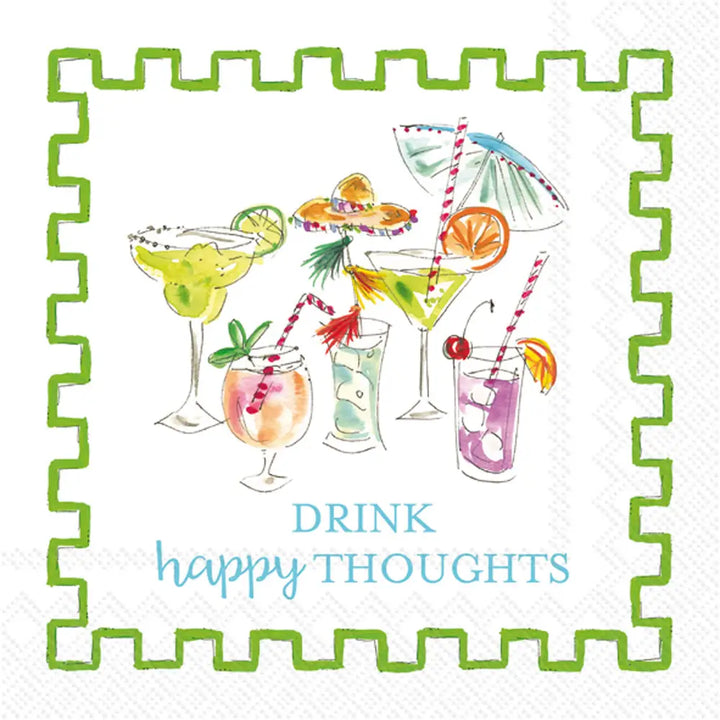 Drink Happy Thoughts Cocktail Napkin